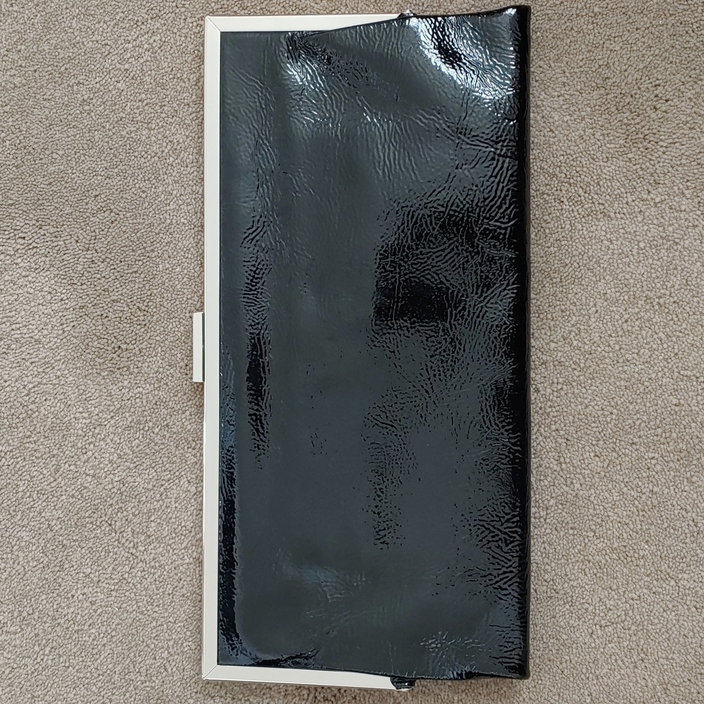 HOBO Black Patent Leather and Silver Clutch